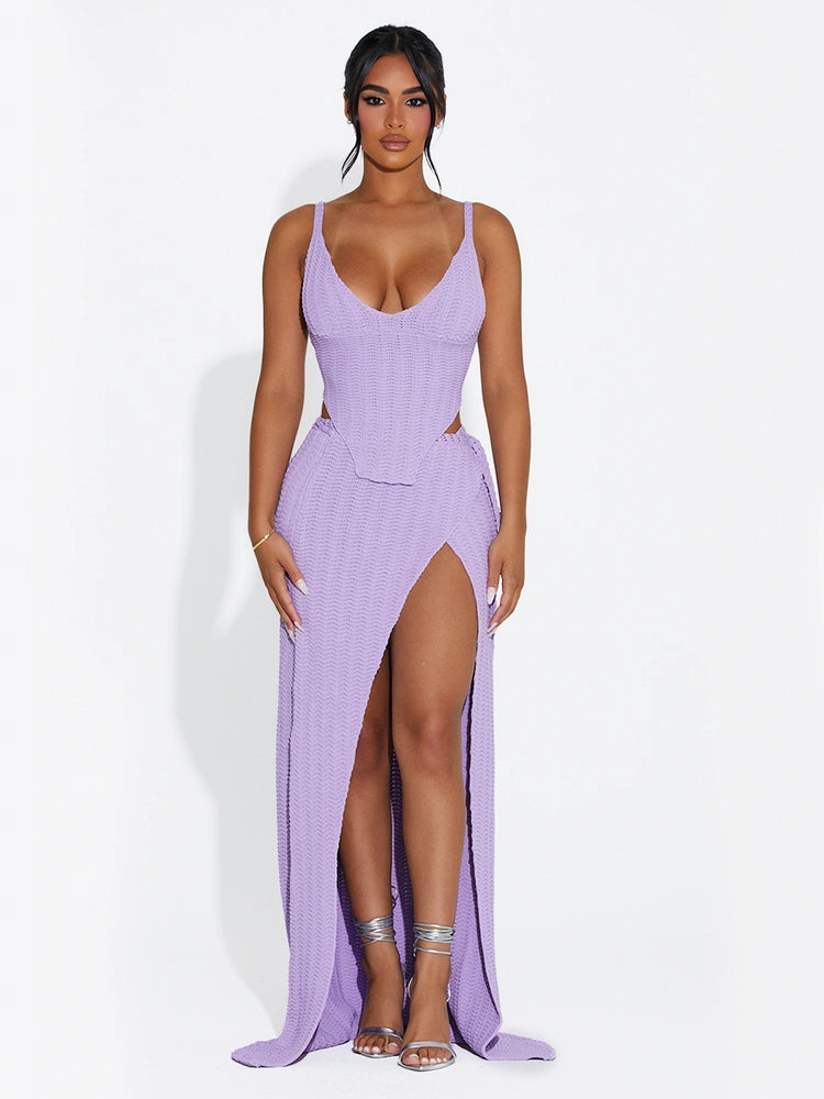 PURPLE Wrapped In Crochet Maxi Skirt