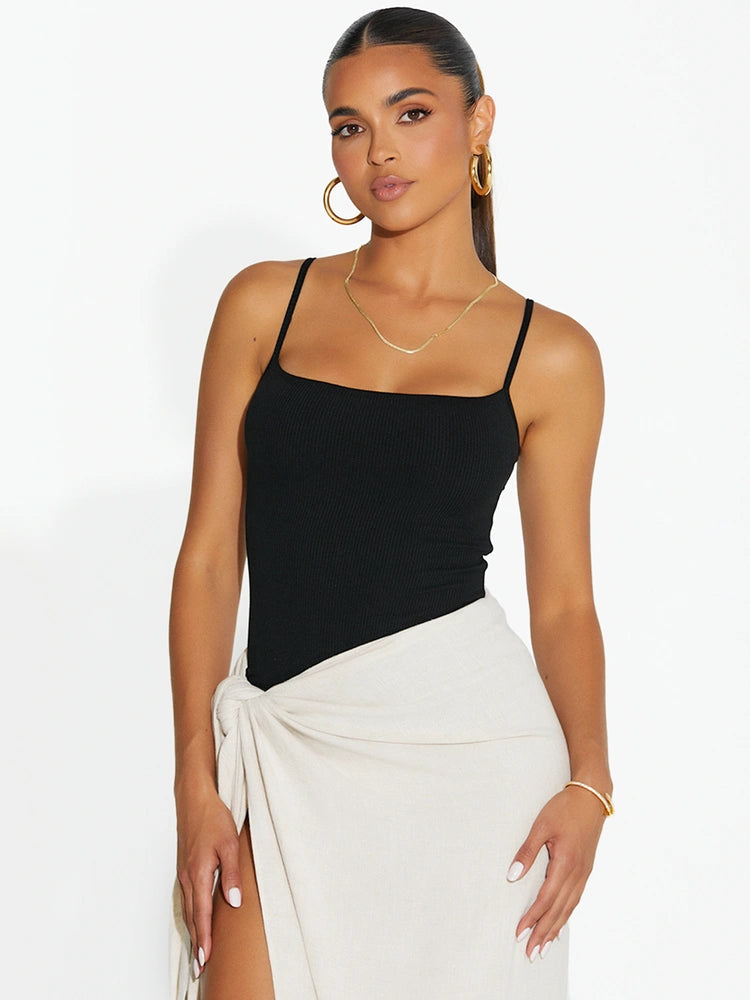 BLACK Micro Rib Tank Top