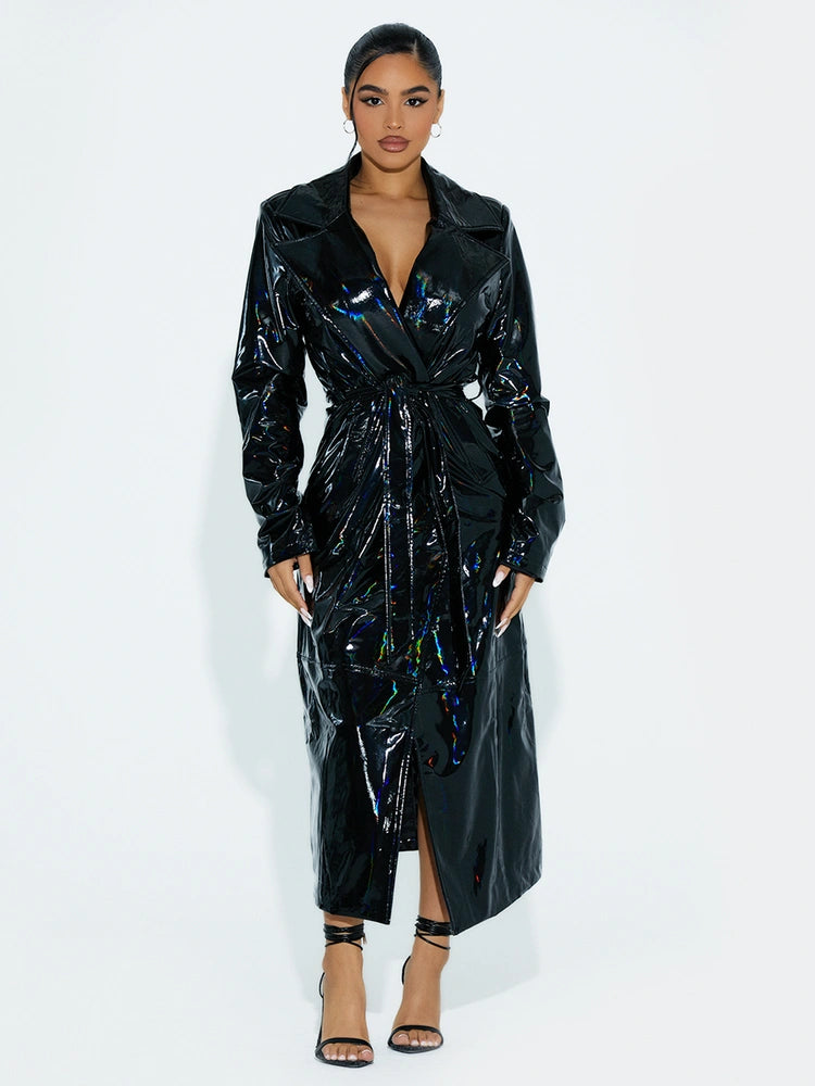 Black The Vinyl Vibe Coat