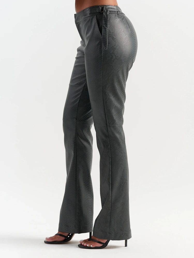Dark Grey Vegan Leather Snake Pant
