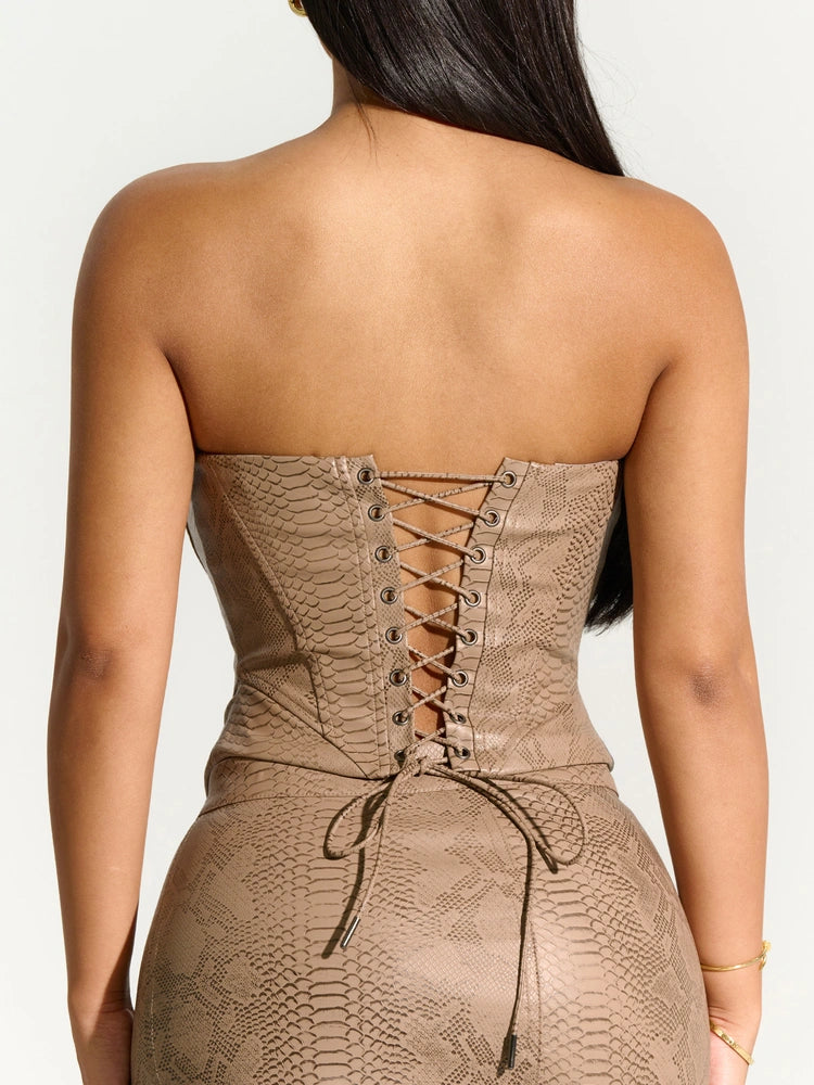 NUDE Snake Lace Up Corset