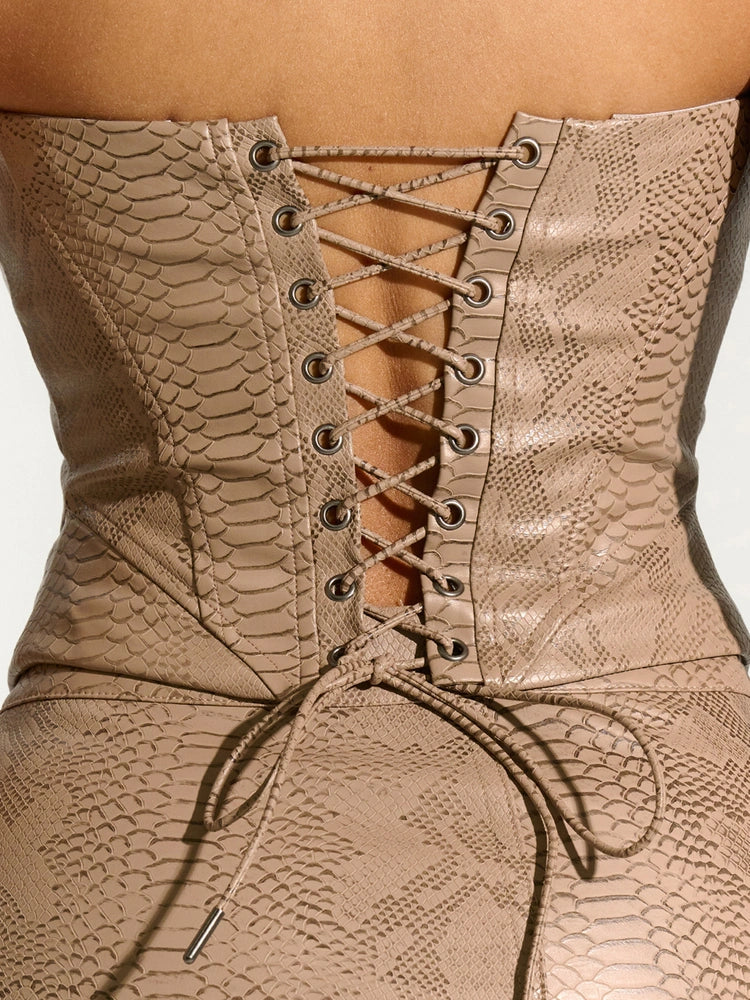 Nude Snake Lace Up Corset