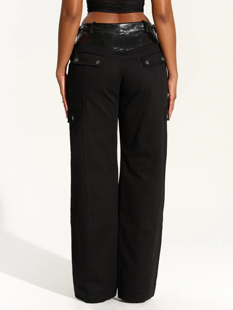 BLACK Croc & Denim Cargo Pants