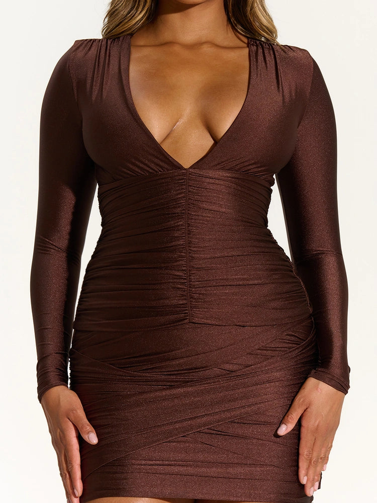 DARK CHOCOLATE The Sleek V-Neck Top