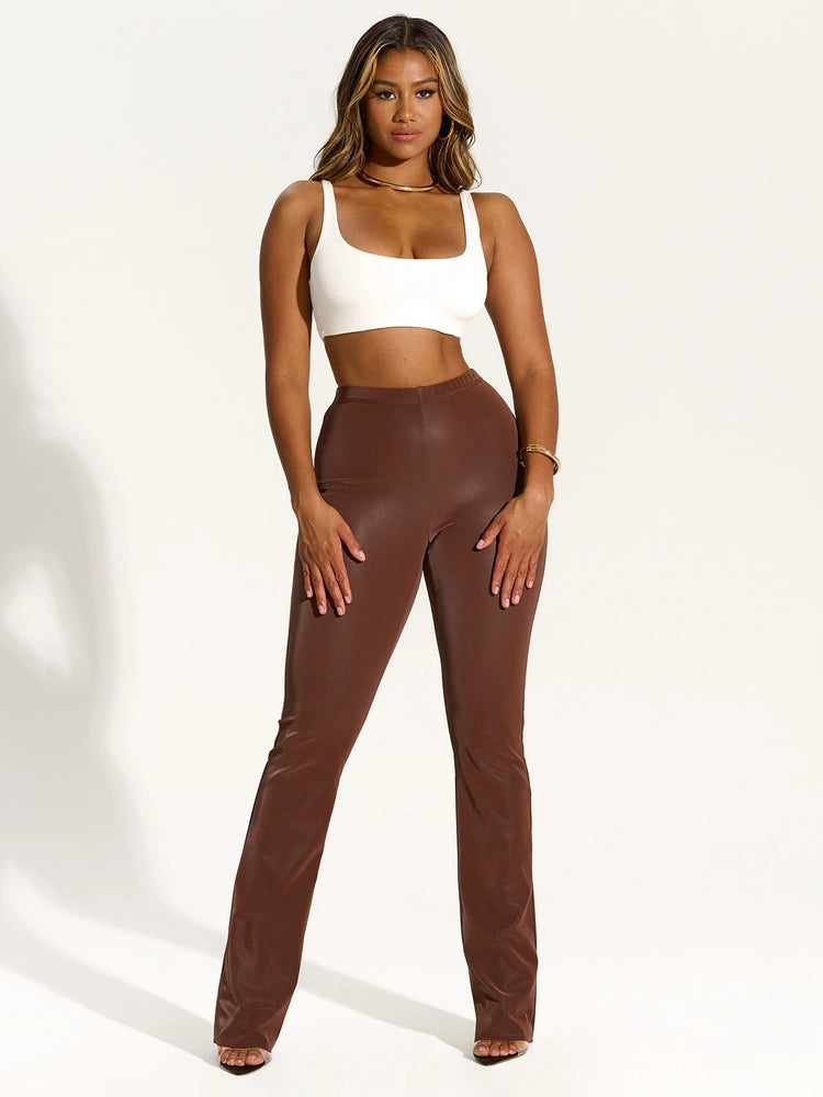 DARK CHOCOLATE Liquid Suede Bootcut Pant