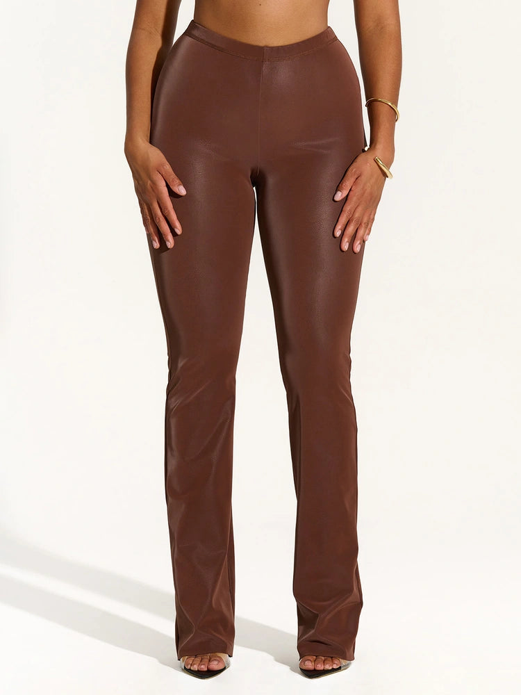 DARK CHOCOLATE Liquid Suede Bootcut Pant