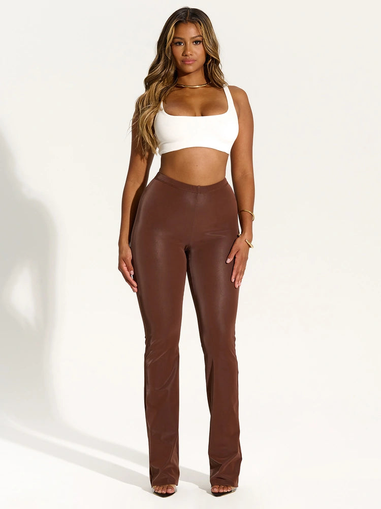 DARK CHOCOLATE Liquid Suede Bootcut Pant