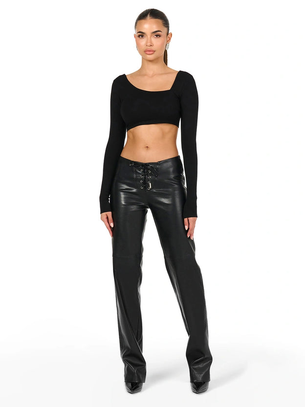 Vegan Leather Stitch Pant
