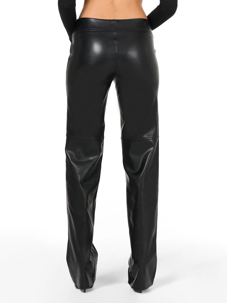 BLACK The Faux Leather Stitch Pant