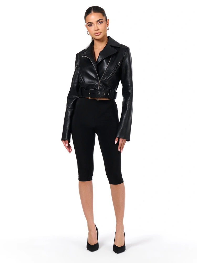BLACK Vegan Leather Moto Jacket