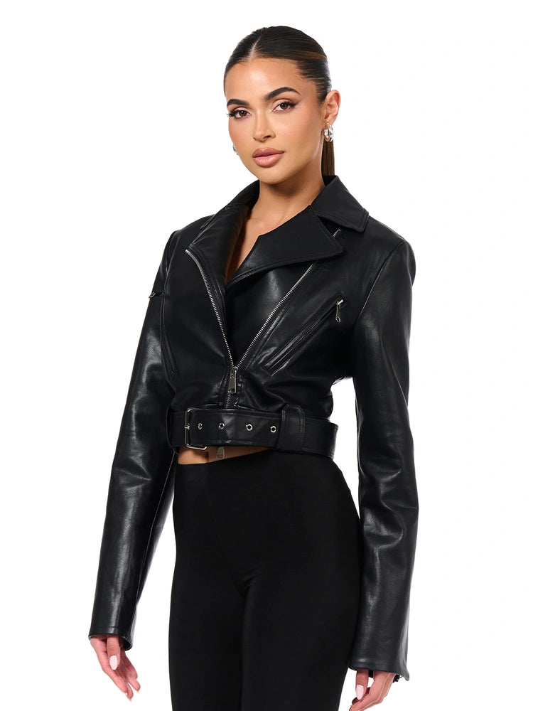 BLACK Vegan Leather Moto Jacket