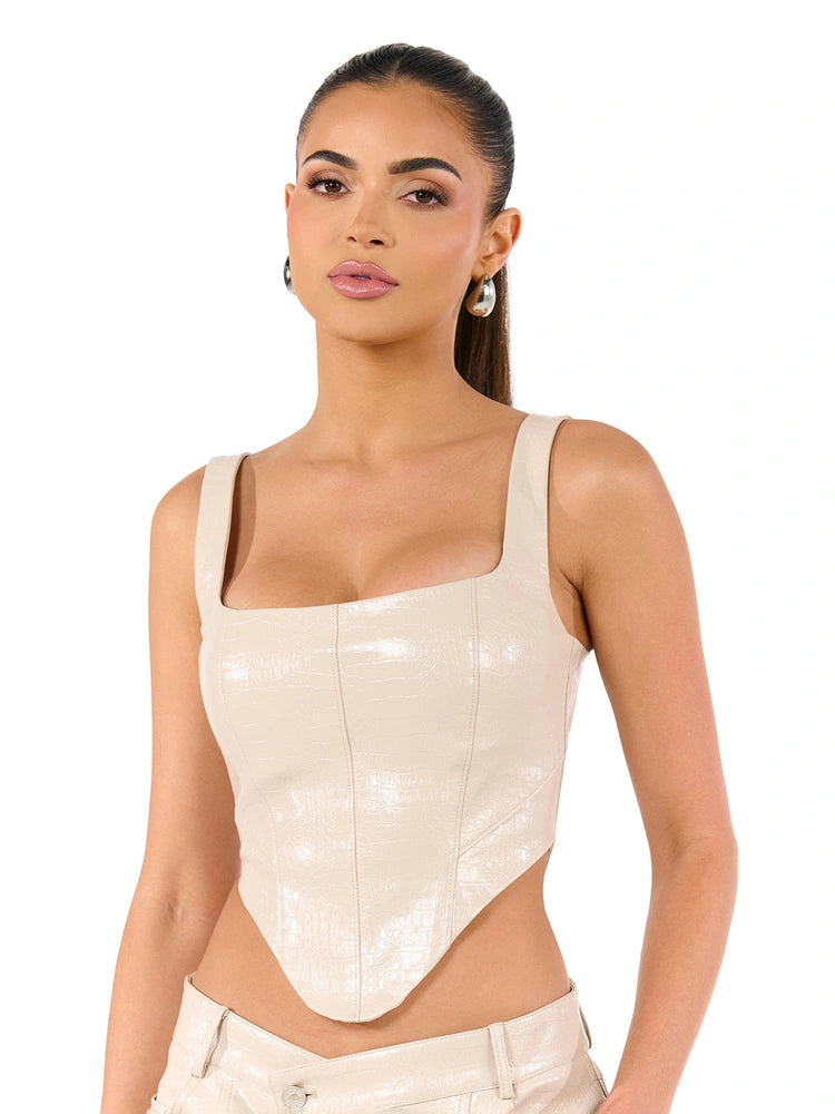 CREAM Croc Corset Top