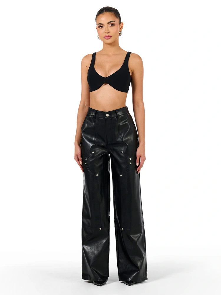 BLACK The Patch Faux Leather Pant