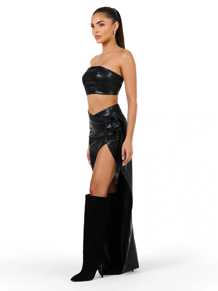 BLACK Belt Buckle Bandeau Top