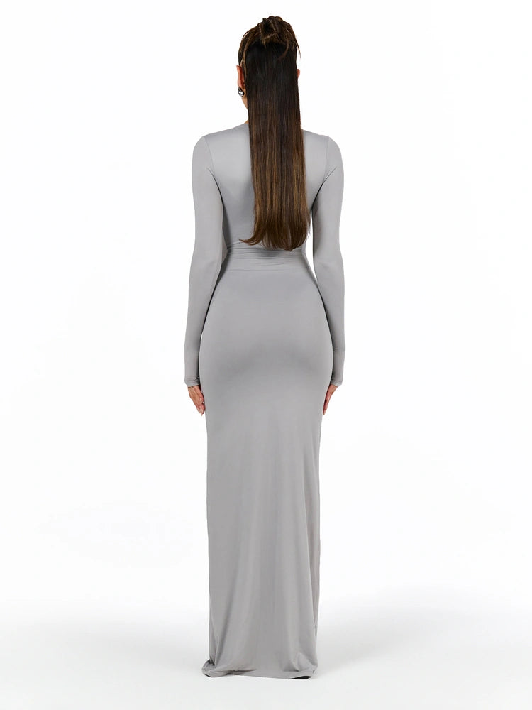 Grey Bare Crewneck Maxi Dress