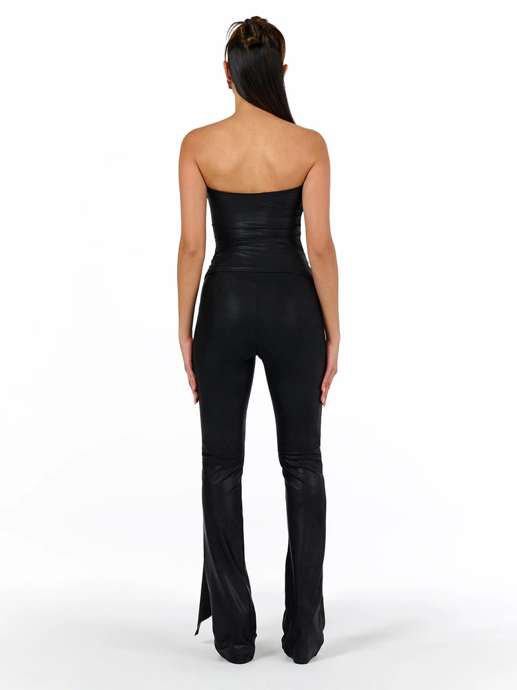 Black Drip Draped Tube Top