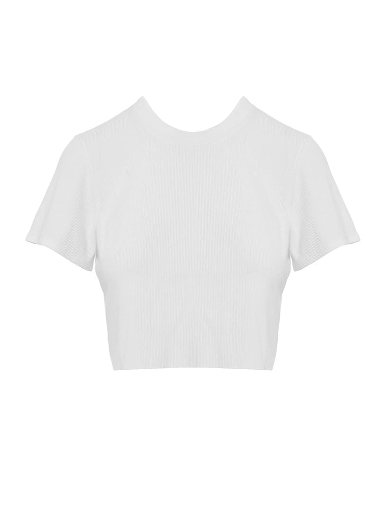 WHITE The Ribbed Cropped T