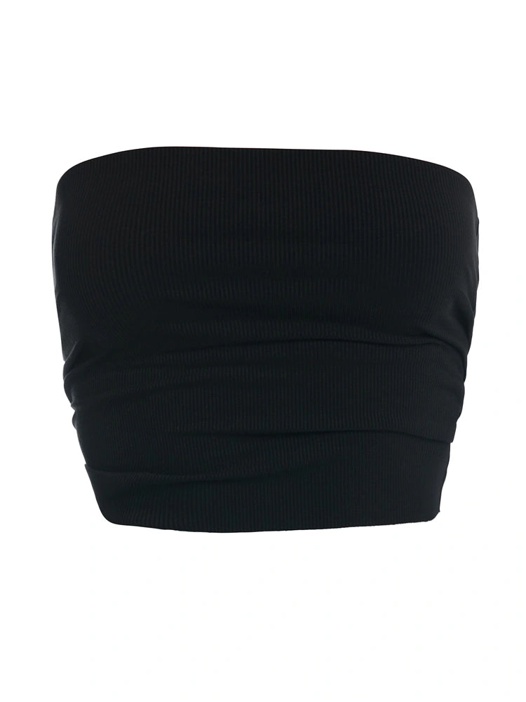 BLACK The Ribbed Bandeau Top