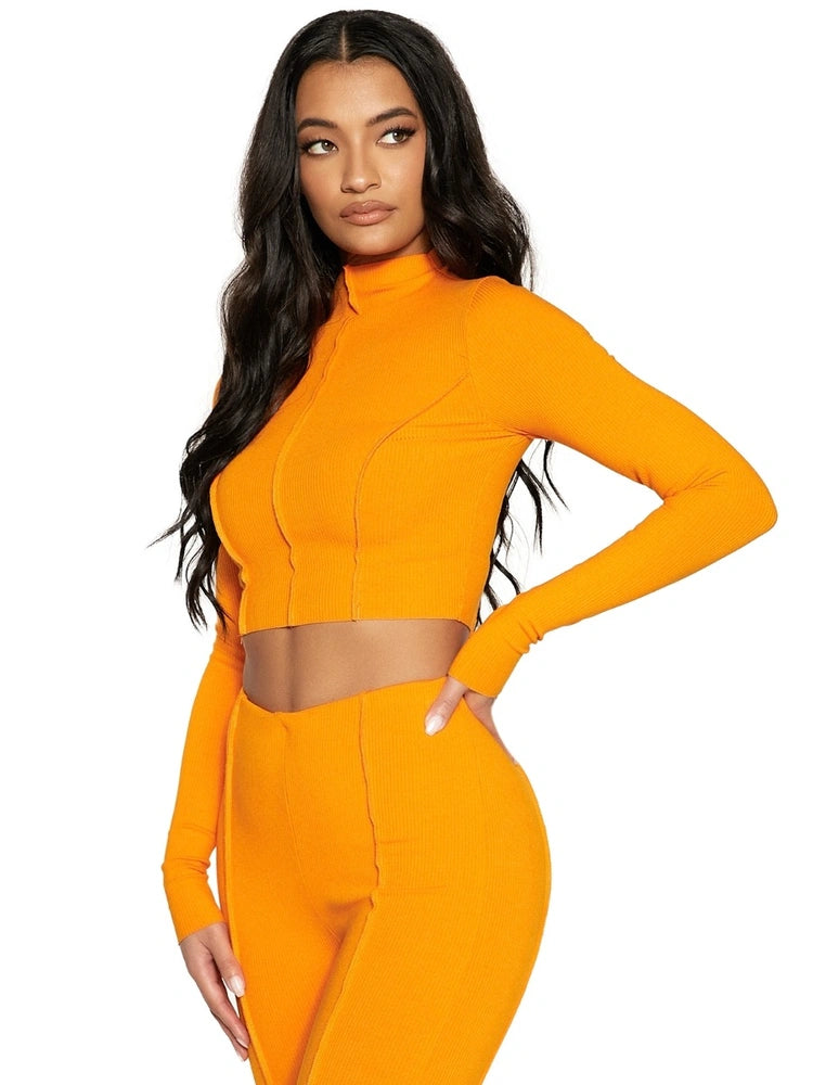 ORANGE Snatched Seam Crop Top