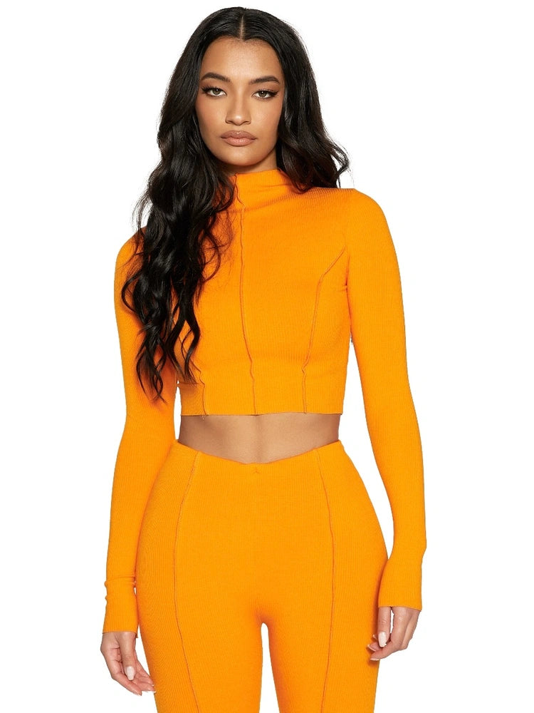 ORANGE Snatched Seam Crop Top