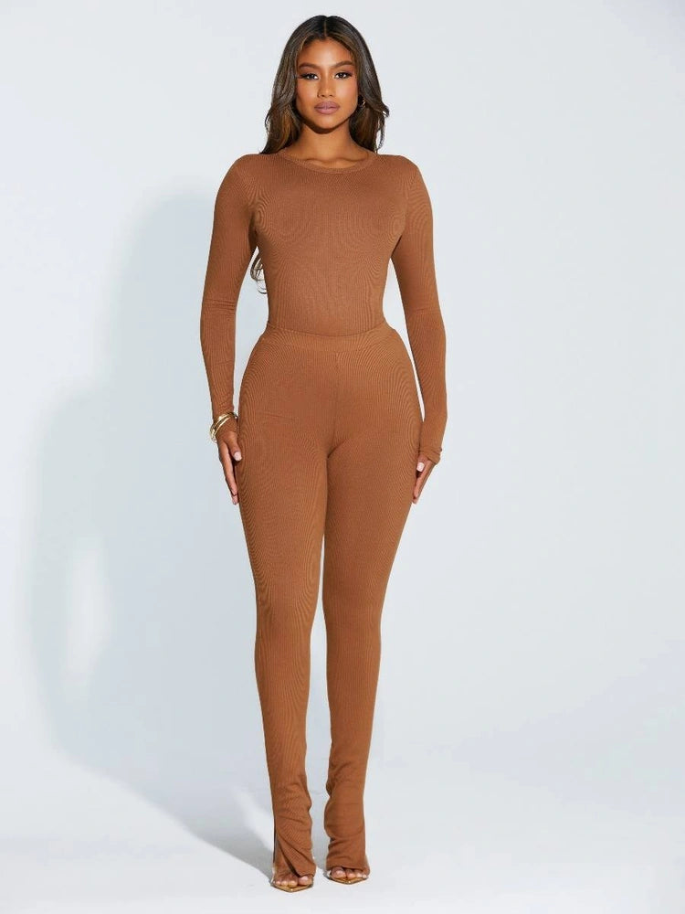 BROWN SUGAR Ribbed Up Bootcut Pants