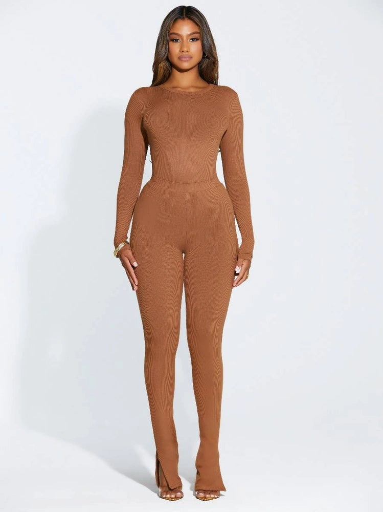 BROWN SUGAR Ribbed Up Bootcut Pants