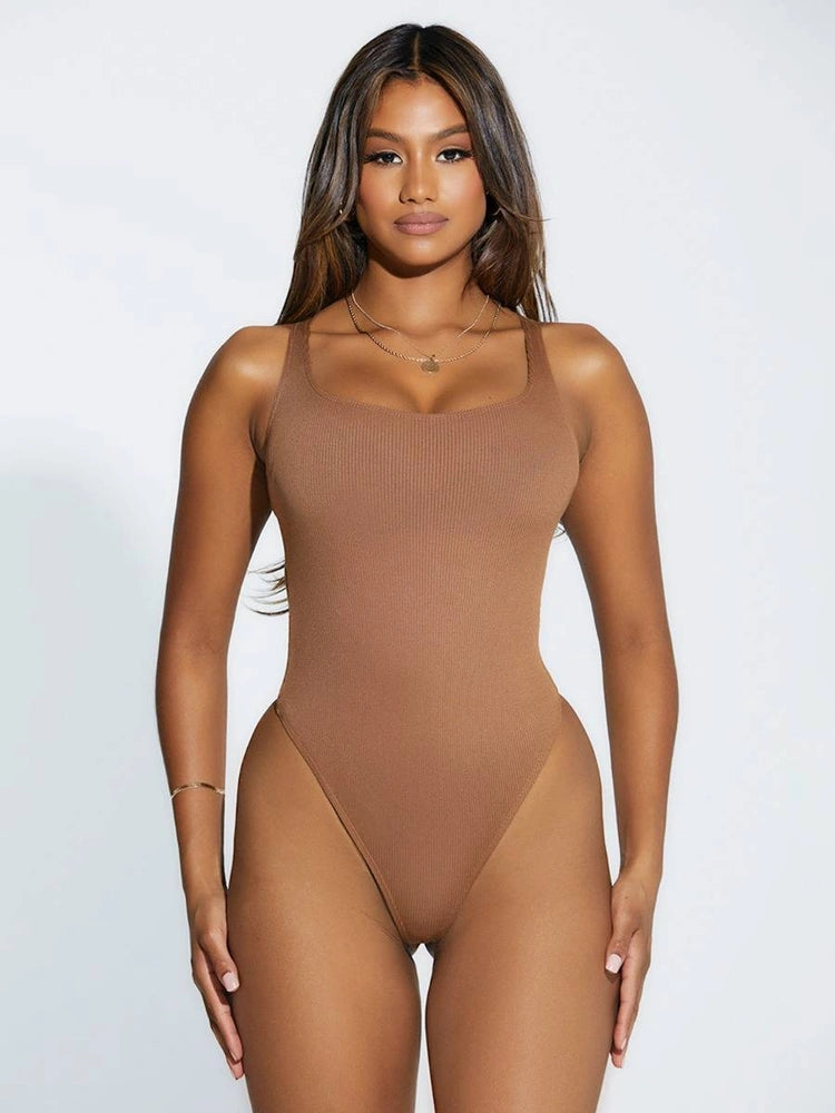 Brown Sugar scooped up ribbed bodysuit