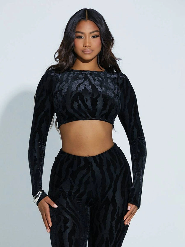 BURNOUT LONGSLEEVE CROP TOP
