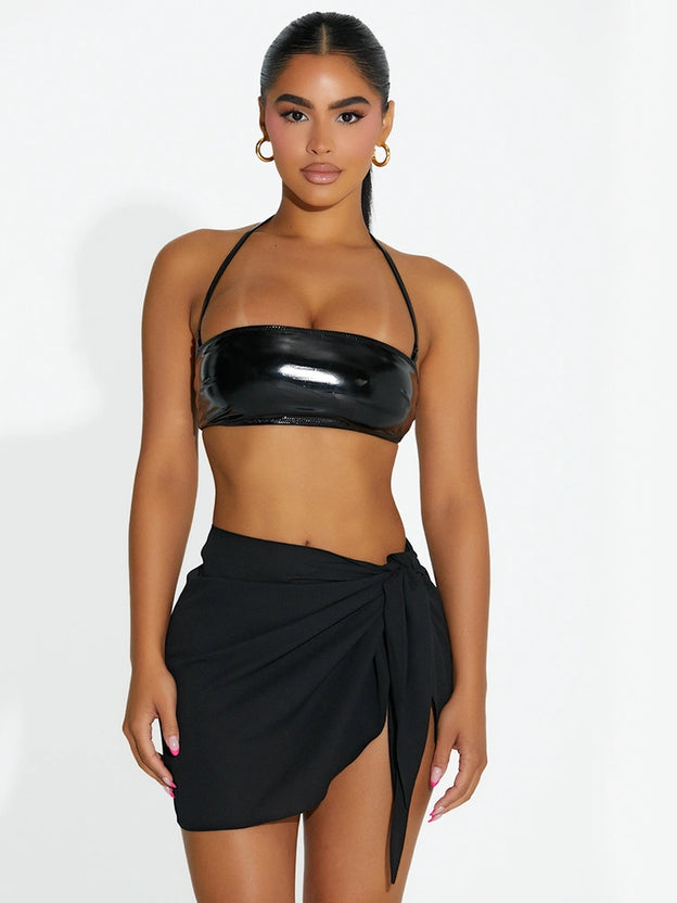 Wrap Cover-Up Mini Skirt